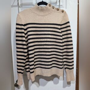 Beautiful Chaps Sweater Striped Black And tan